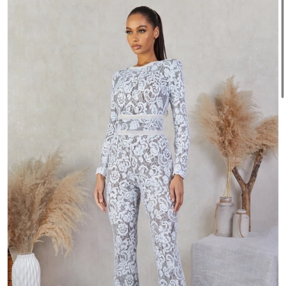 Nadine Merabi Jumpsuit reception outfit